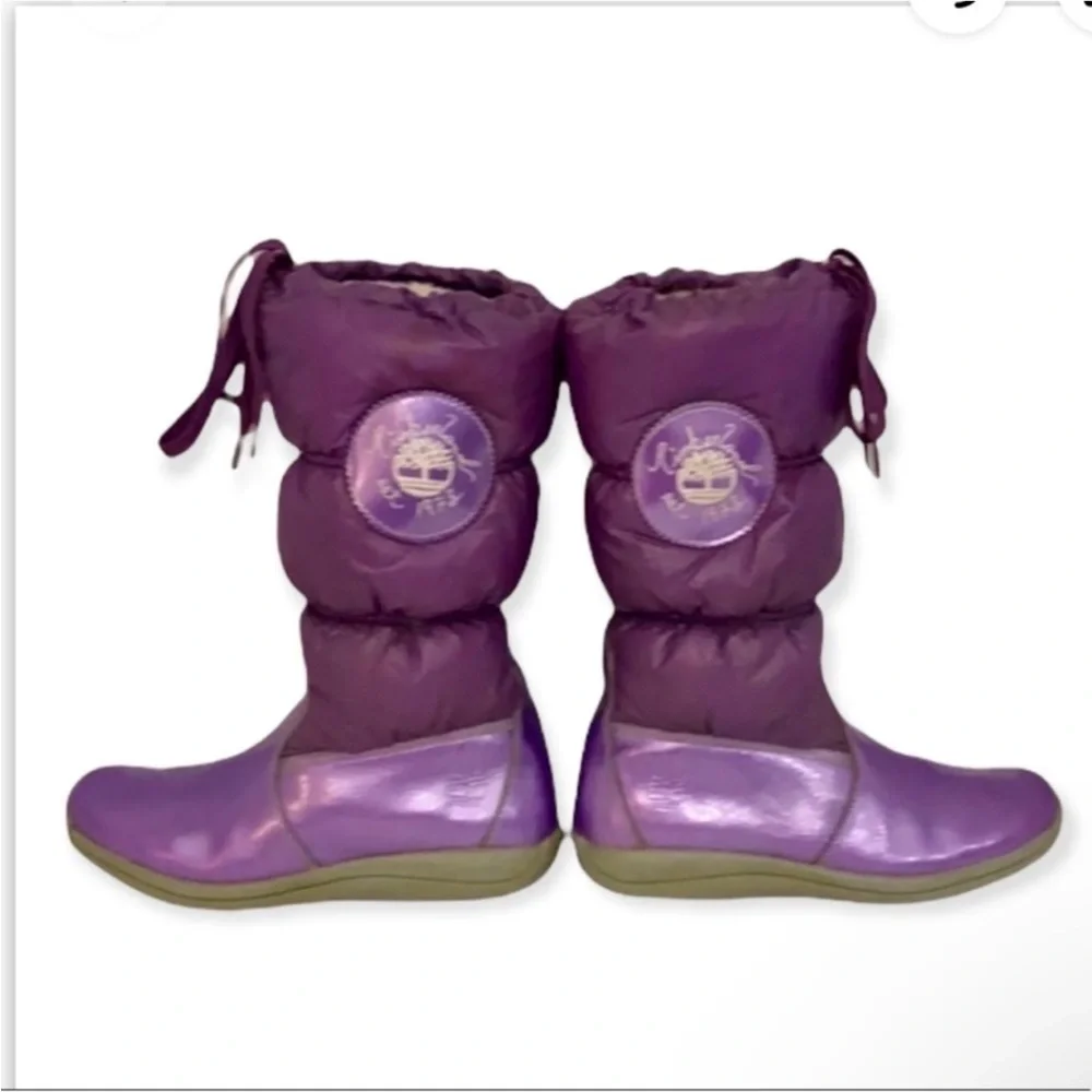 Authentic Timberland purple leather waterproof winter rain boots sz 5.5 big girl